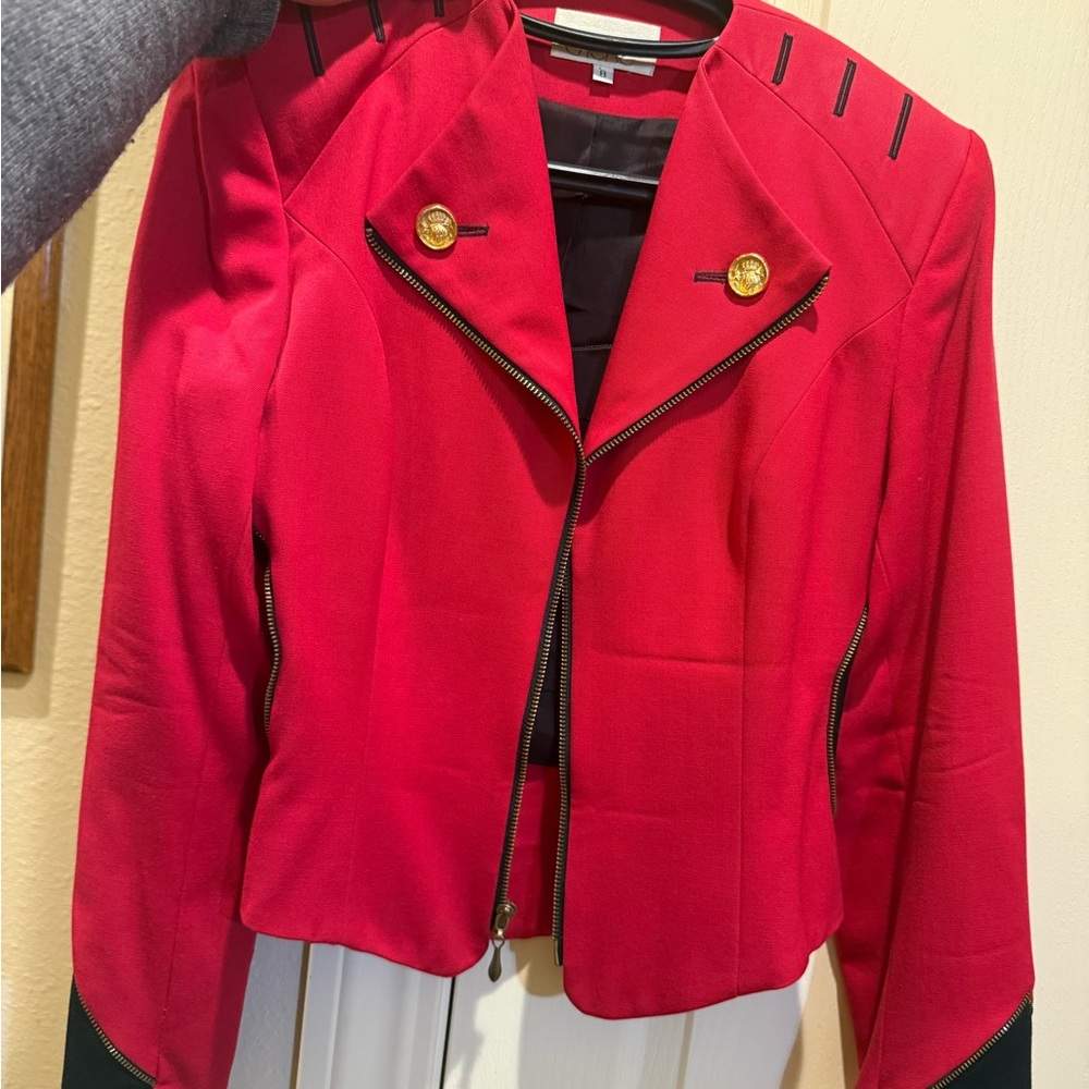 Cache Red Blazer with Gold Accents